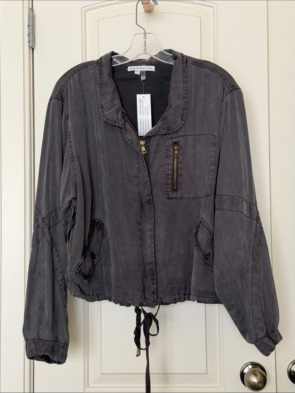 YFB - Young Fabulous & Broke Washed Charcoal Women's Bomber Jacket with Pockets